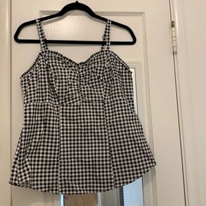 TORRID Size 00, M/L, 10. Black & White Gingham Cami Babydoll.